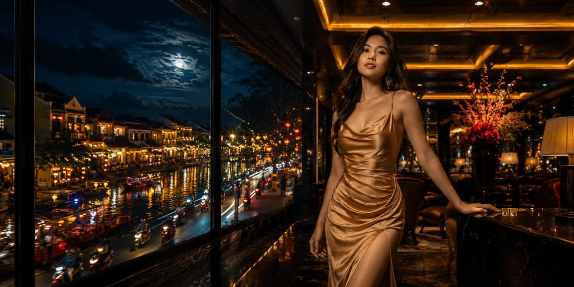 Người chơi nhâm nhi cà phê tại Hội An trong khi kiểm tra tài khoản và chính sách bảo mật trên điện thoại
